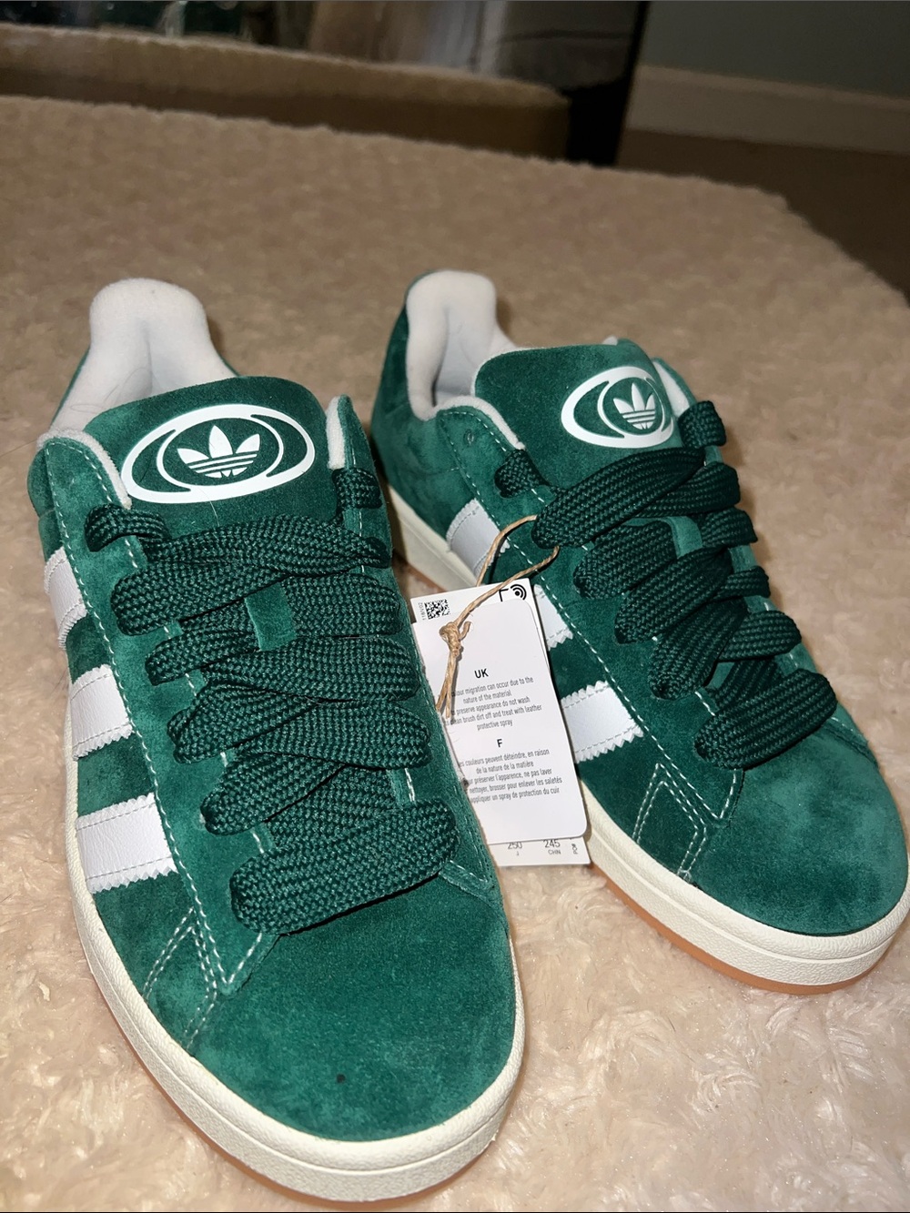 adidas Green Suede Sneakers with White Stripes